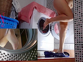 Domination in laundry housewife fucked washing...