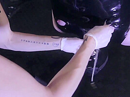 Mistress Tokyo Leather Domme With Latex Slave In Inverted Suspension With Cbt And Anal Play...