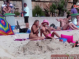 Public beach voyeur german teens try...