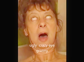 Crazy eye granny piss...