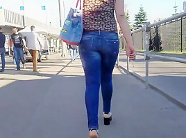 Fatty Woman Ass In Tight Jeans...