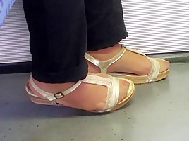 Asian nylon feet and long toenails...