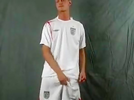 Sport lad wanking in white socks...