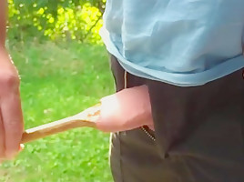 Another outdoor foreskin spoon video...