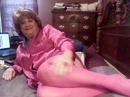 Sissy krissy pink stockings and night shirt...