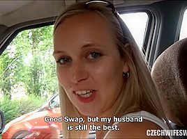Czech wife swap outdoor public blowjob...