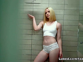 Maddi winters in dripping shower lubed...