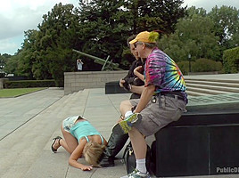 Horny blonde disgraced for berlin tourists...