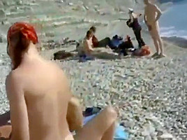 Nude beach - two couples male friend group sex