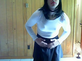 Cute skirt and white outfit posing...