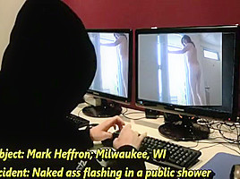 Public shower nude flashing and masturbation...