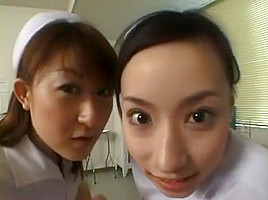 Asian lesbian nurses having a tongue...