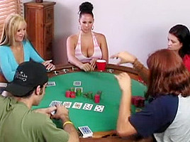Swingers play poker card game...