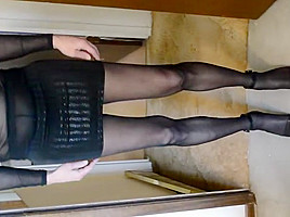Micro Mini Skirt And Rht Back Seam Pantyhose...