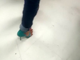 Shopping In High Heels With Super Over Hanging Toes...