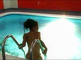 Jackie mora the pool...