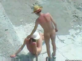 Couple fucks on nude beach...