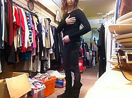 Tranny clothes shopping stripping public...