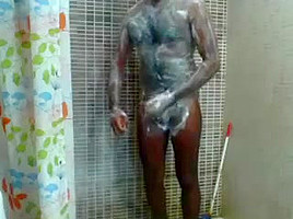 Indian guy taking a shower...