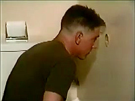 Military boys sucking in restroom...