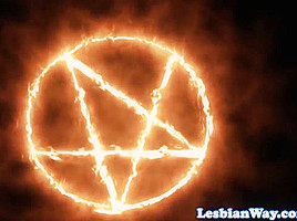 Satanic lesbians pussylicking in pentagram...