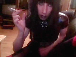 Sexy stroking smoking on cam...