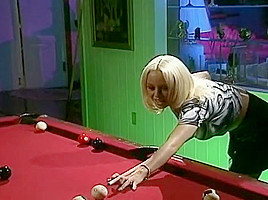 Huge boobie blond rammed over pool...