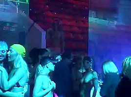 Topless gogo girls rave disco party stage in russia