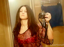 Brunette Gets Naked And Masturbates In The Bathroom...