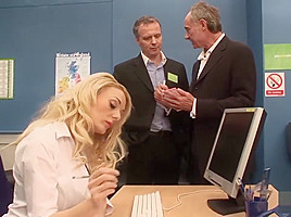 Blonde babes screwing office...