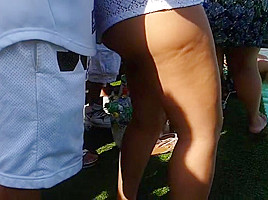 Candid Juicyy Thick Latina In White Shorts...