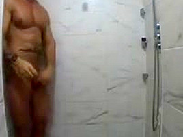 His boy under shower after gym...