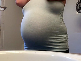 Redhead pregnant sister bathroom...