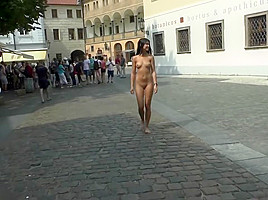 Young Beauty Lady Dee On Czech Streets Completely Naked...