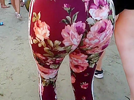 Candid fine latina insane flowered leggings...