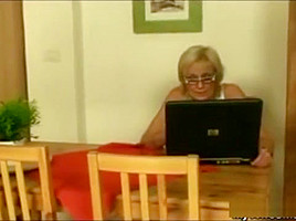 Old Blonde Granny Gets Caught Watching Porn So She Gets Fucked...