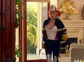 Horny blonde firefighter is fucked rough...