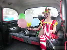 Gal in clown costume the driver...
