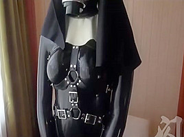 Intense breathplay in latex catsuit and...
