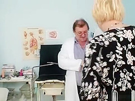 Chubby blond mom doctor exam...