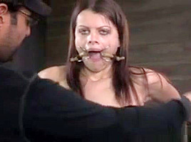 Breast bondage sub punished with ropes...