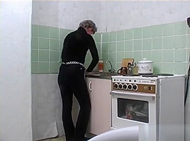 Mature russian mom boy kitchen sex...
