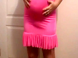 Preggo Lateshay Pink Mini Skirt Strip...