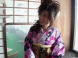 Chiaki in kimono uses huge orgasm...