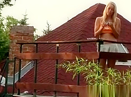 Blonde teen jizz on roof...