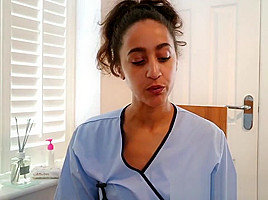 Sexy black british nurse gives handjob...