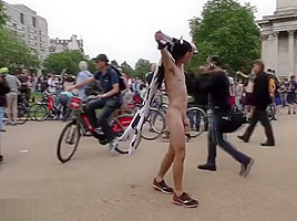 Sexy Naked Man Plays Trumpet In London Town Square...