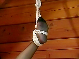 Pussy pleasures while hogtied...