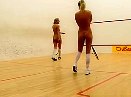 Kinky teen lesbians play squash...