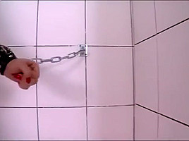 Chained Girl Pee Desperation Over Toilet...